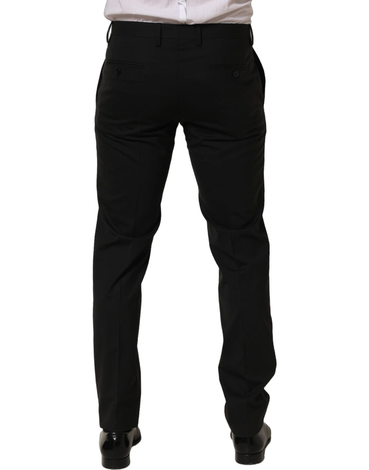 Dolce &amp; Gabbana Black Wool Skinny Leg Dress Men Trouser Pants