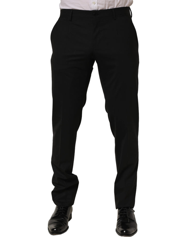 Dolce &amp; Gabbana Black Wool Skinny Leg Dress Men Trouser Pants