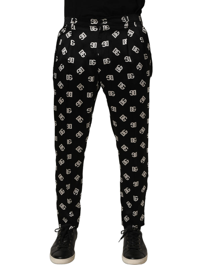 Dolce &amp; Gabbana Black Silk Skinny Leg Dress Men Trouser Pants
