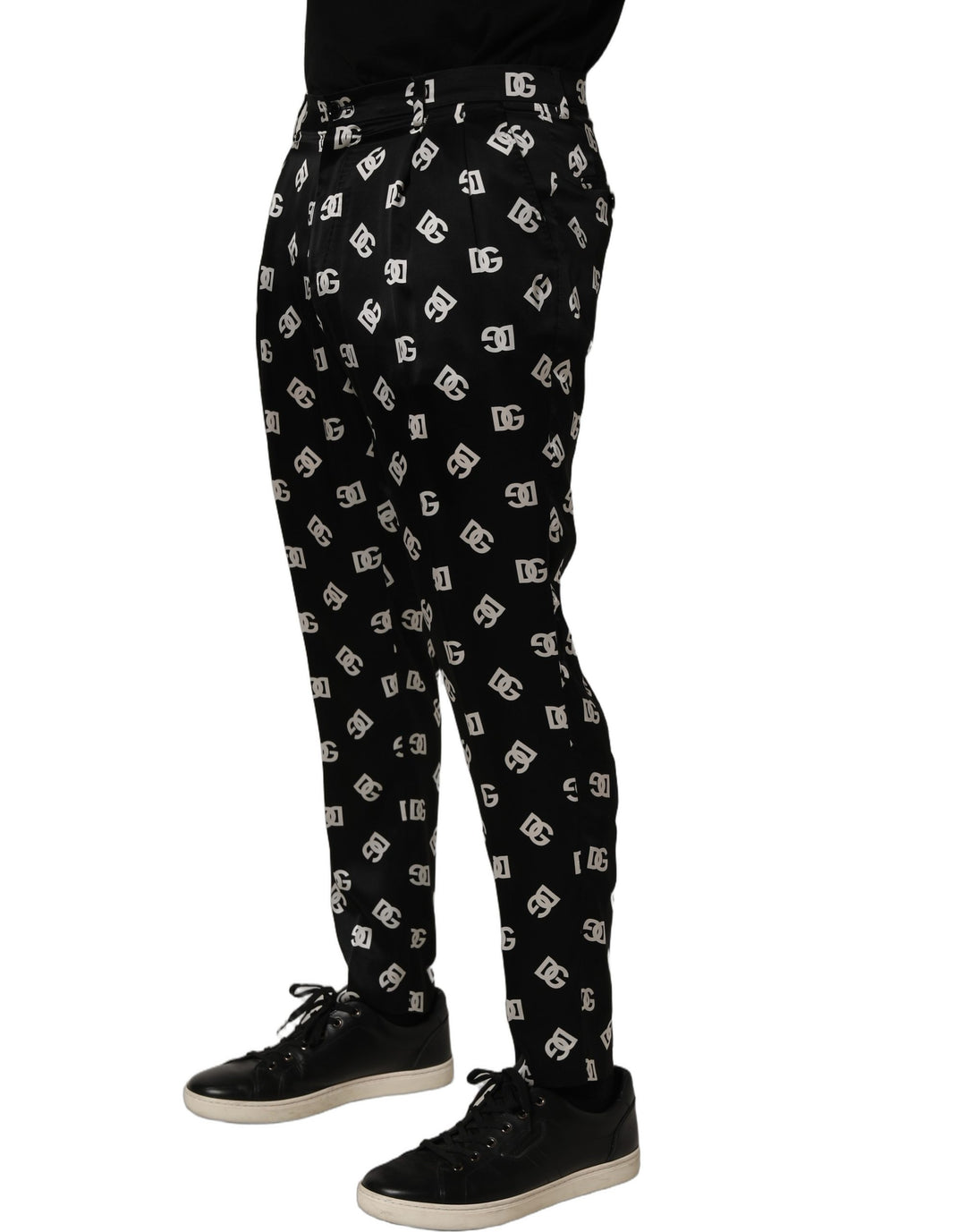 Dolce &amp; Gabbana Black Silk Skinny Leg Dress Men Trouser Pants