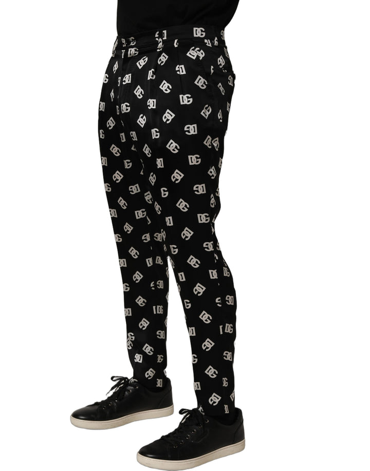 Dolce &amp; Gabbana Black Silk Skinny Leg Dress Men Trouser Pants