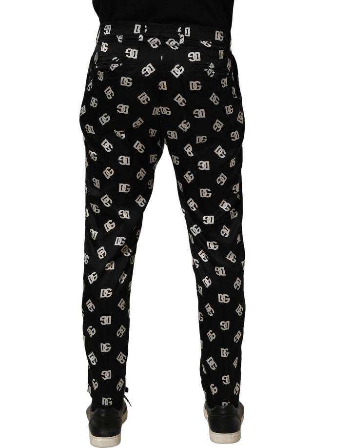 Dolce &amp; Gabbana Black Silk Skinny Leg Dress Men Trouser Pants