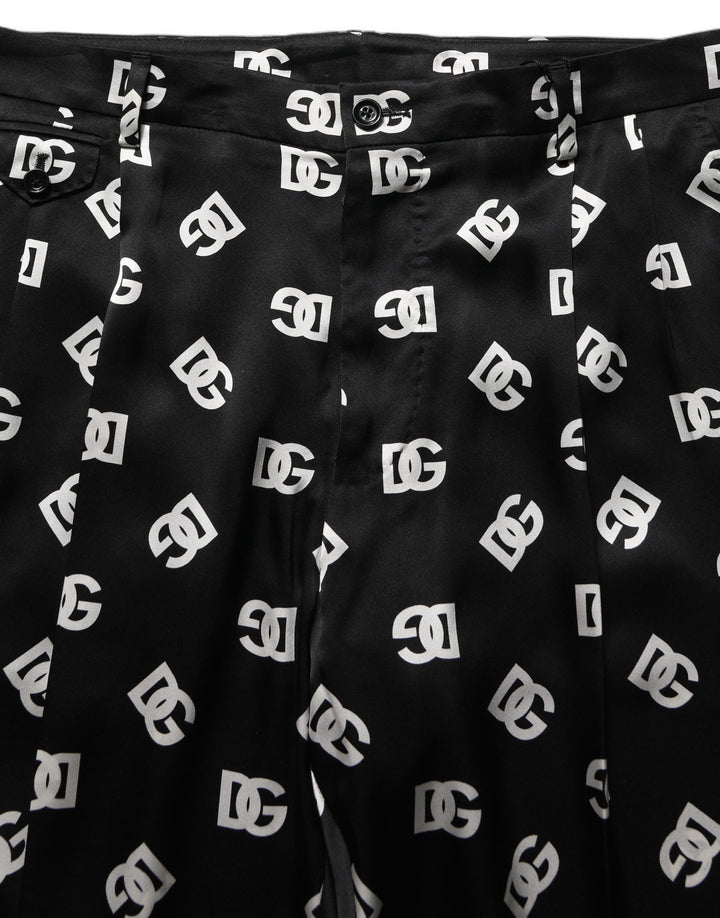 Dolce &amp; Gabbana Black Silk Skinny Leg Dress Men Trouser Pants