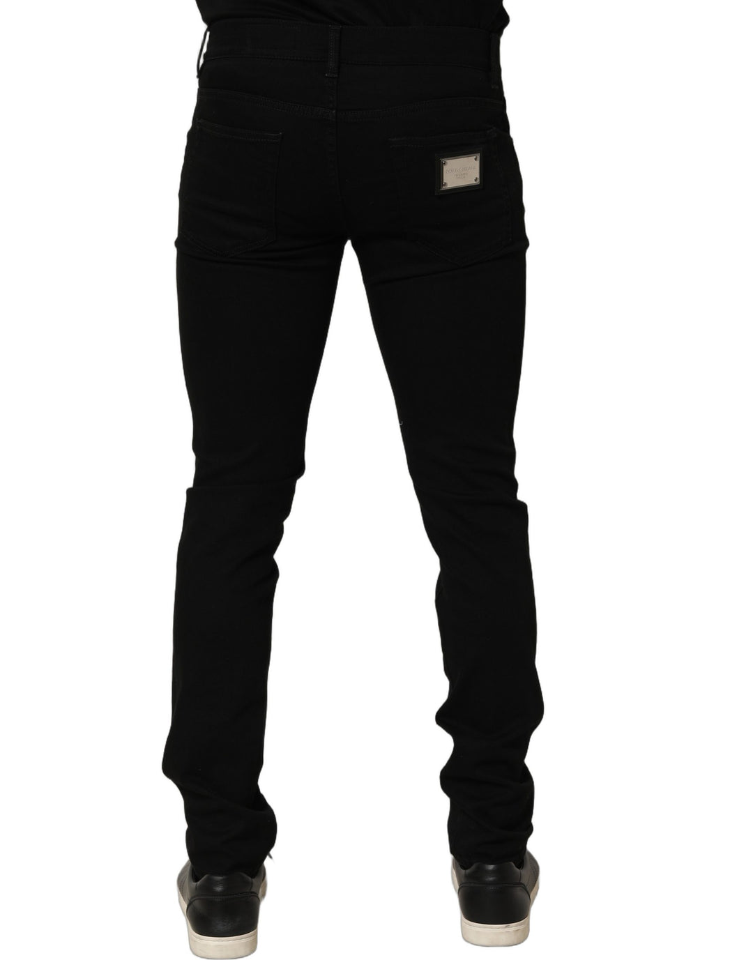 Dolce &amp; Gabbana Black Embellished Cotton Skinny Denim Jeans