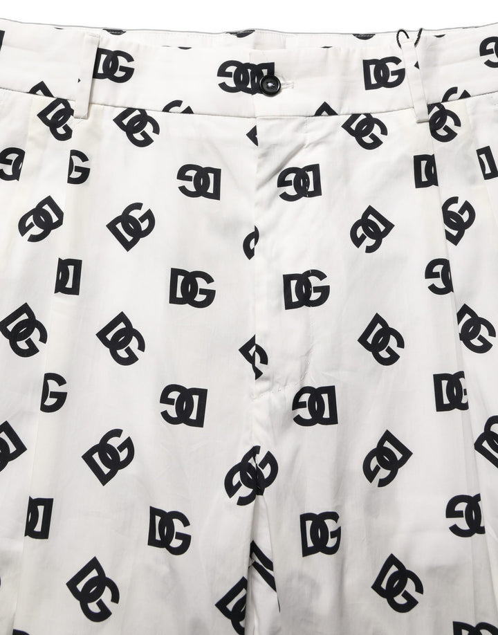 Dolce &amp; Gabbana White Logo Skinny Leg Dress Men Trouser Pants