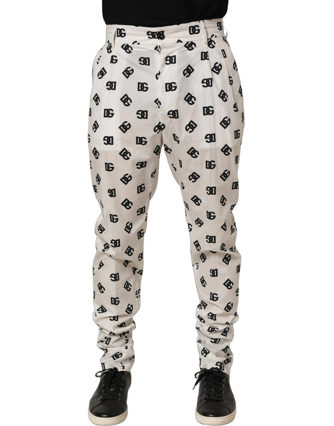 Dolce &amp; Gabbana White Logo Skinny Leg Dress Men Trouser Pants