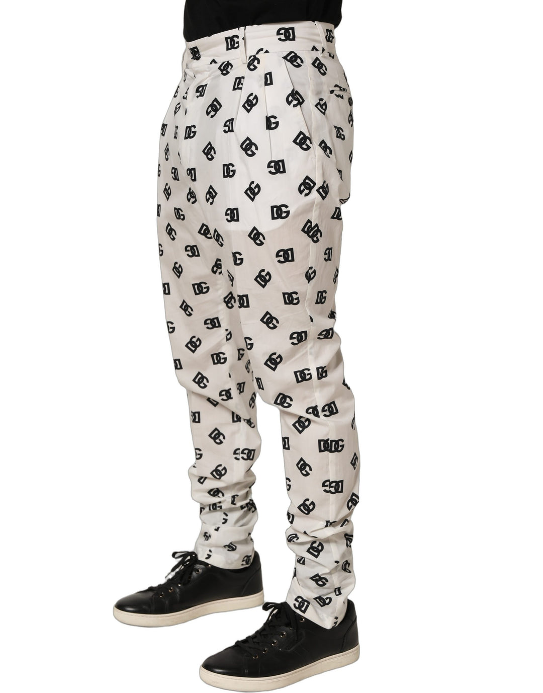 Dolce &amp; Gabbana White Logo Skinny Leg Dress Men Trouser Pants