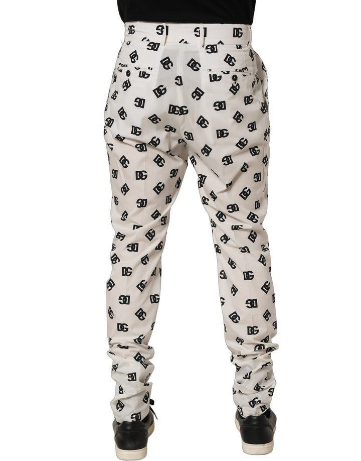 Dolce &amp; Gabbana White Logo Skinny Leg Dress Men Trouser Pants