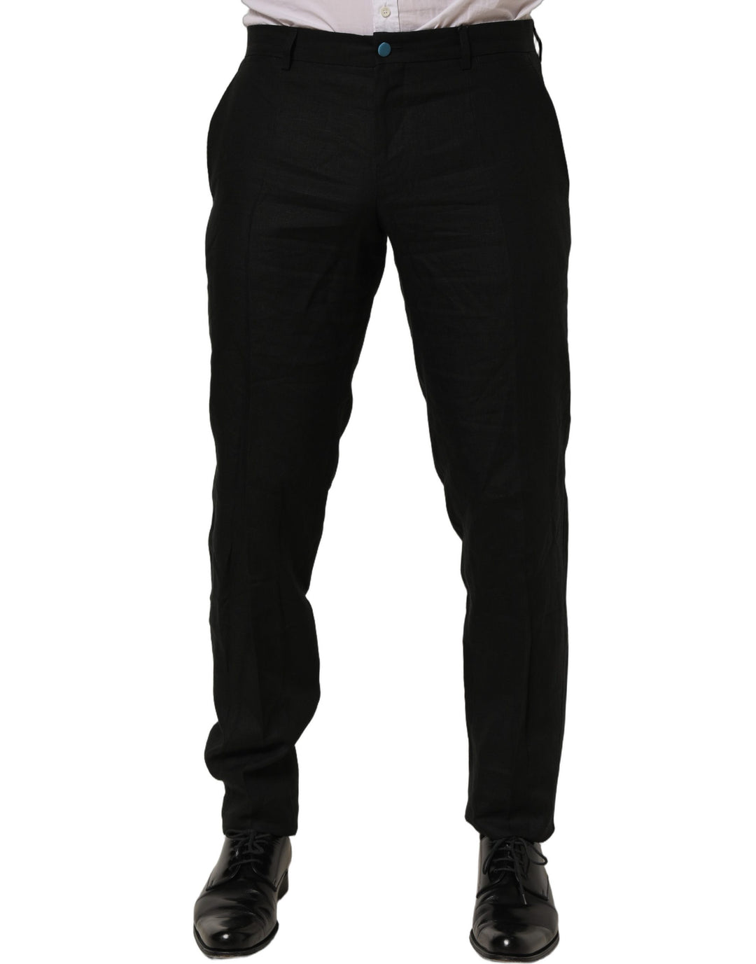 Dolce &amp; Gabbana Black Linen Skinny Leg Dress Trouser Pants