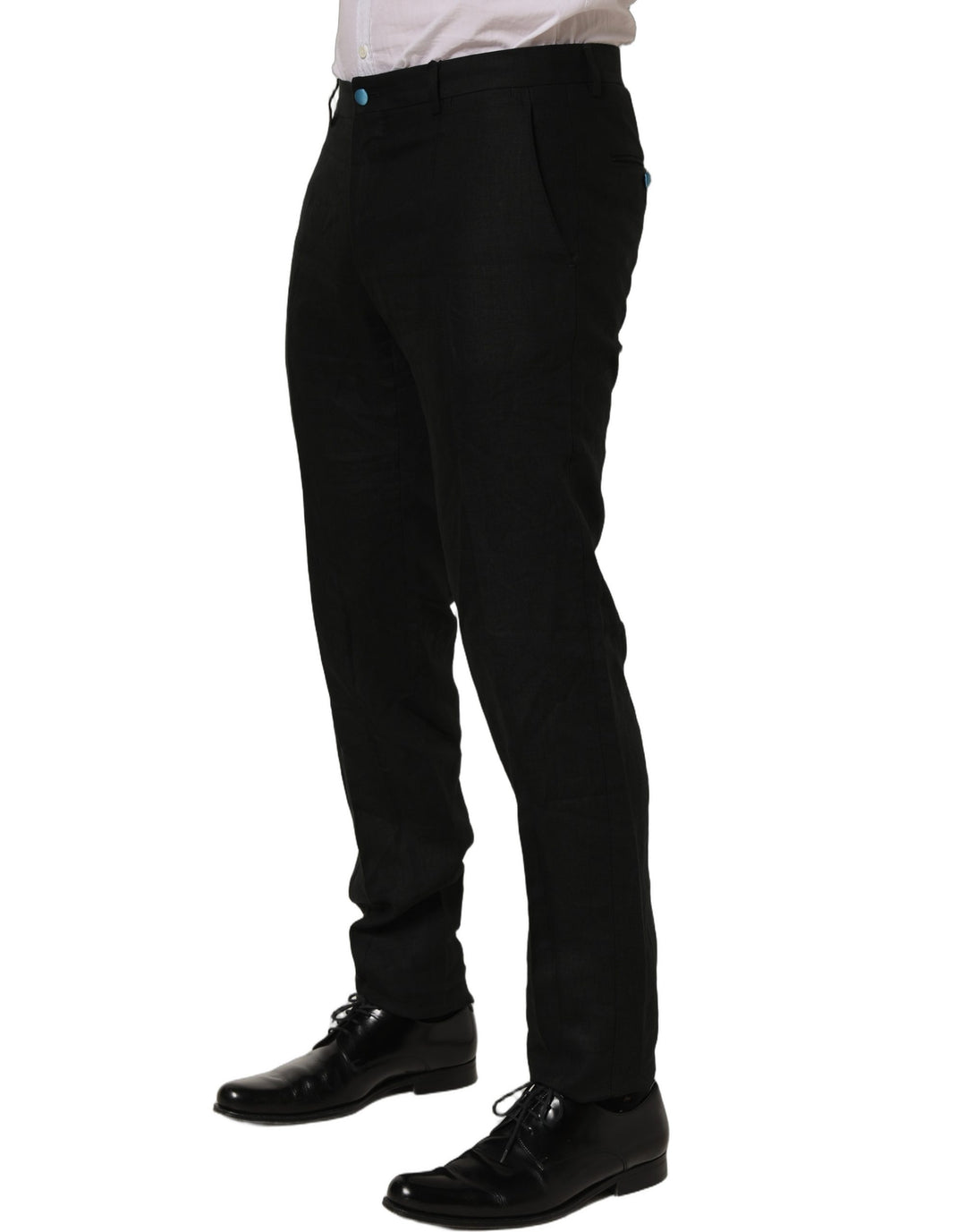 Dolce &amp; Gabbana Black Linen Skinny Leg Dress Trouser Pants