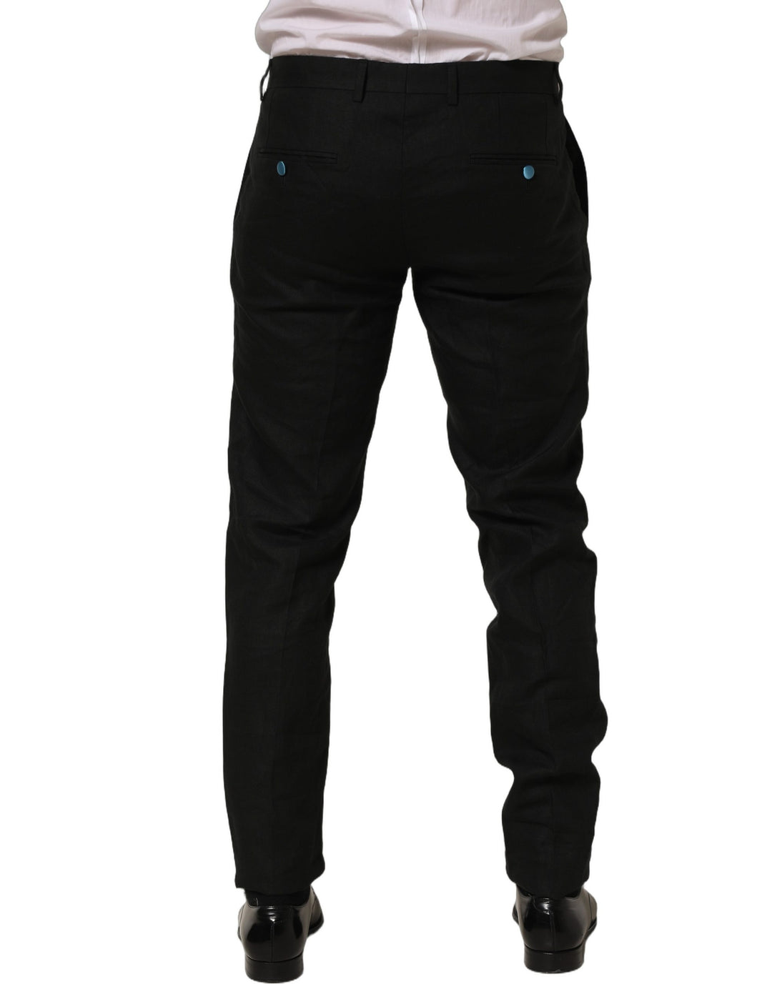Dolce &amp; Gabbana Black Linen Skinny Leg Dress Trouser Pants