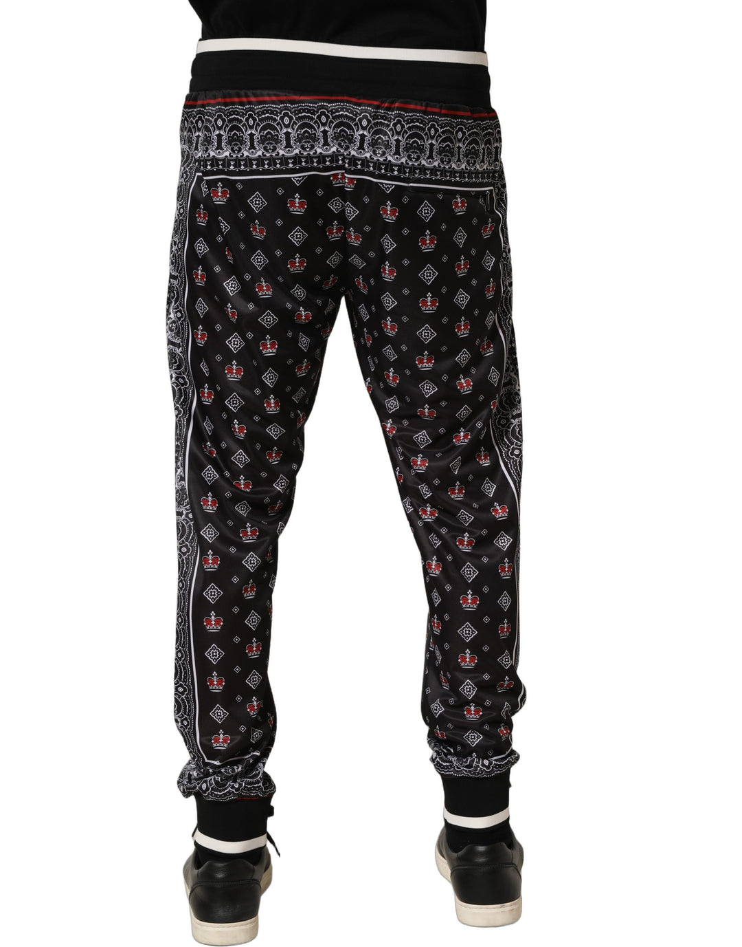Dolce &amp; Gabbana Black Bandana Crown Jogger Men Trouser Pants
