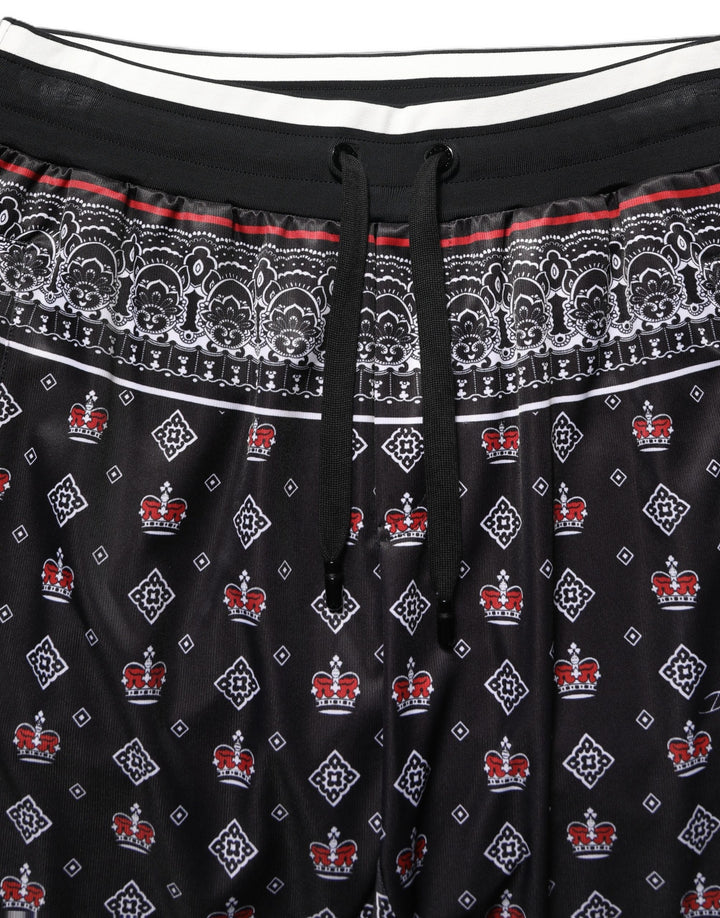 Dolce &amp; Gabbana Black Bandana Crown Jogger Men Trouser Pants