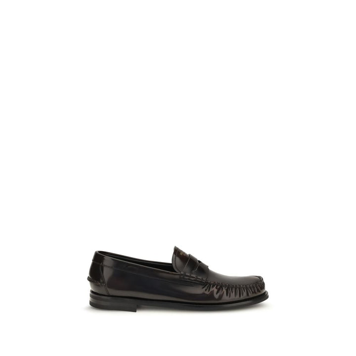Prada Brown Calf Leather Bos Taurus Slip-On Loafers
