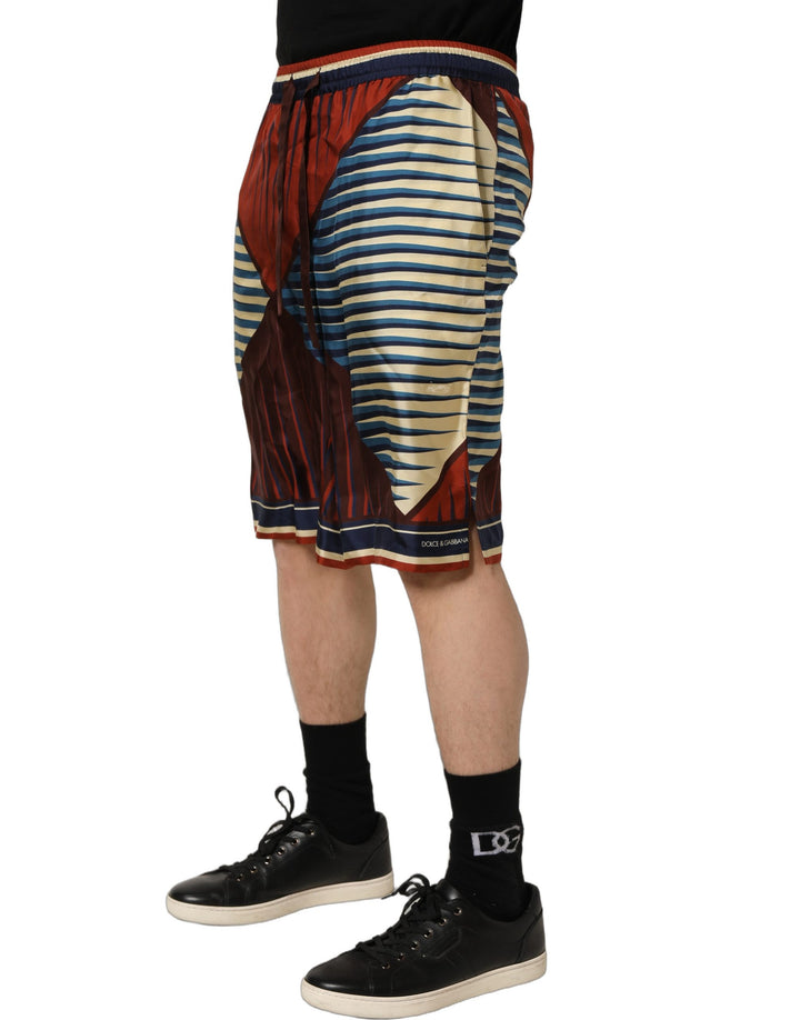 Dolce &amp; Gabbana Multicolor Geometric Silk Men Bermuda Shorts