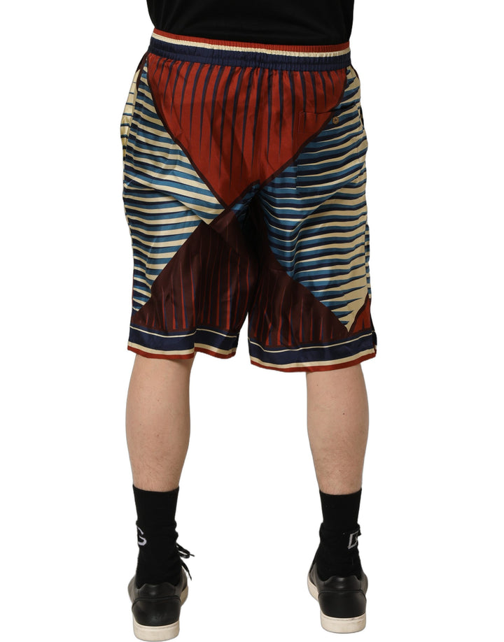 Dolce &amp; Gabbana Multicolor Geometric Silk Men Bermuda Shorts