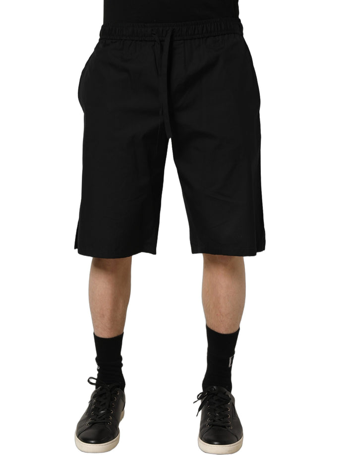 Dolce &amp; Gabbana Black Cotton Sweatshorts Men Bermuda Shorts