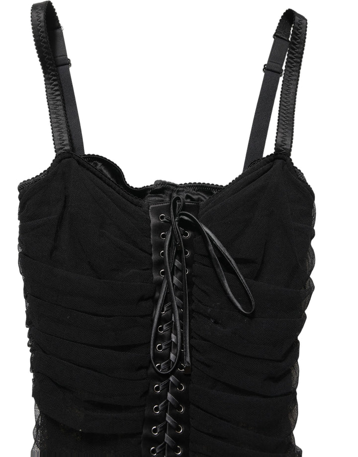 Dolce &amp; Gabbana Black Bodycon Fitted Corset Style Mini Dress