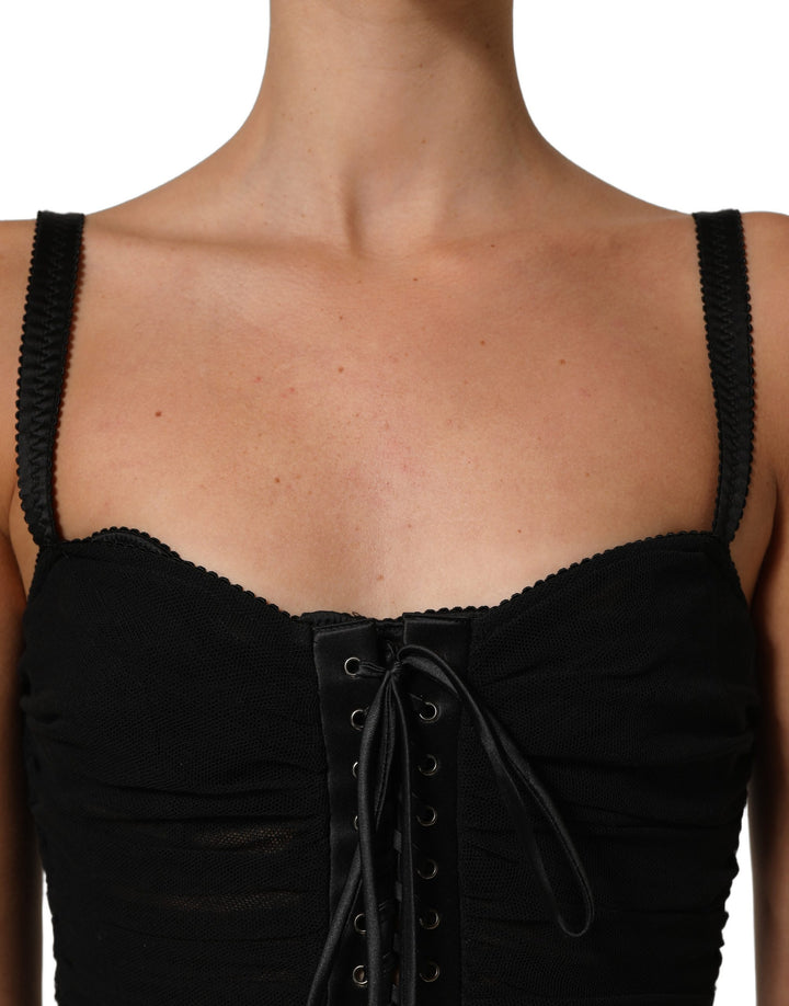 Dolce &amp; Gabbana Black Bodycon Fitted Corset Style Mini Dress