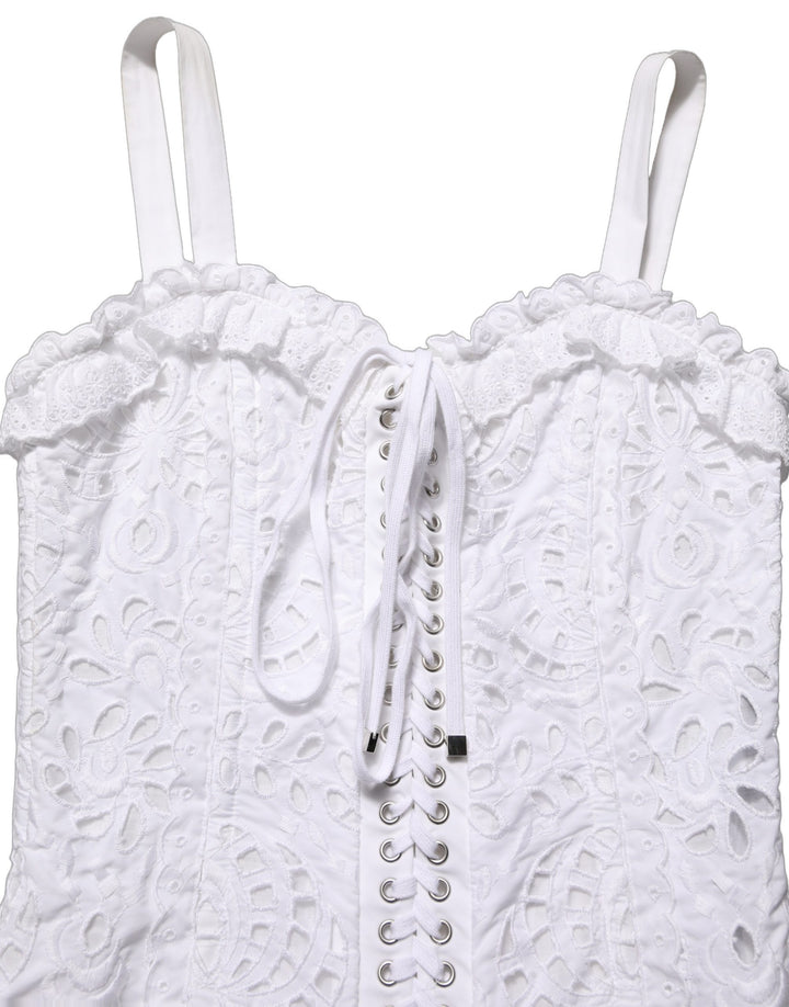 Dolce &amp; Gabbana White Broderie Anglaise Cotton Mini Dress