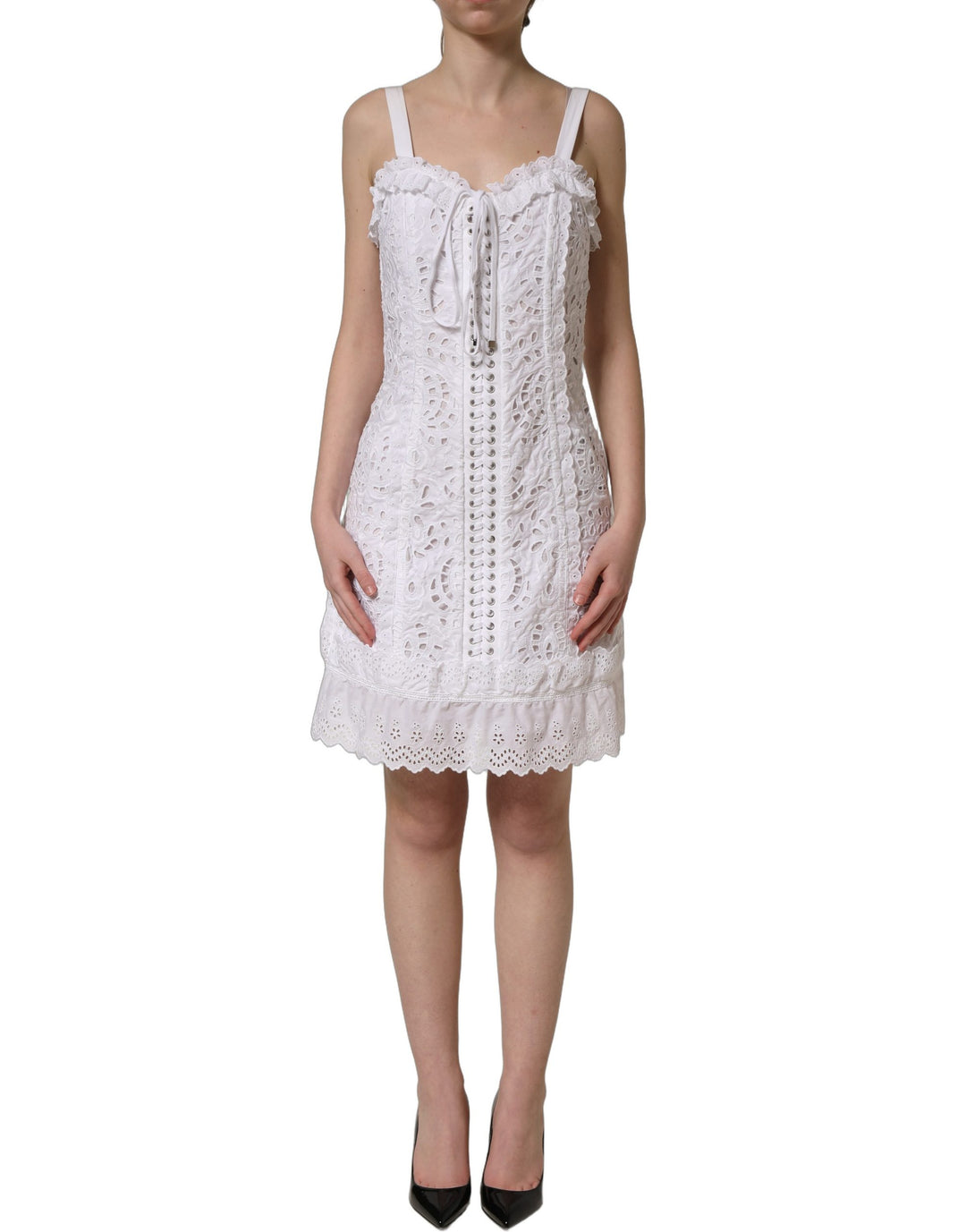 Dolce &amp; Gabbana White Broderie Anglaise Cotton Mini Dress