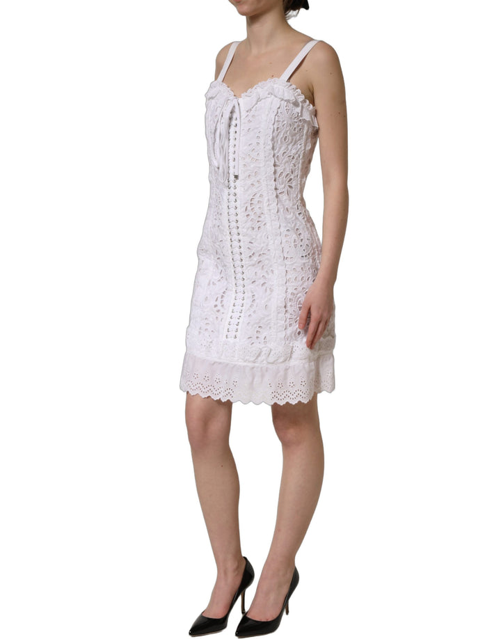 Dolce &amp; Gabbana White Broderie Anglaise Cotton Mini Dress