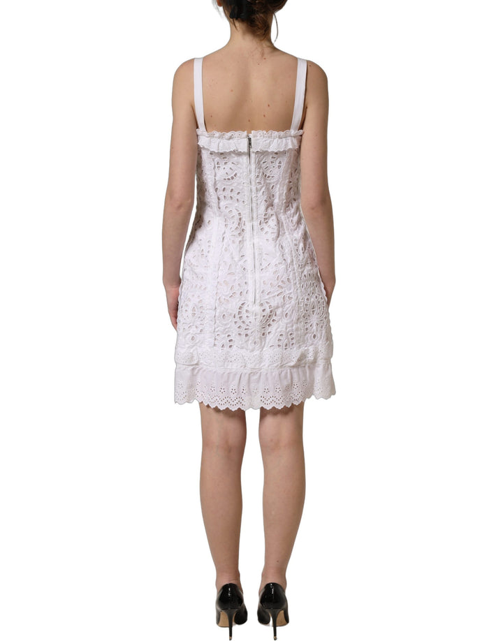 Dolce &amp; Gabbana White Broderie Anglaise Cotton Mini Dress