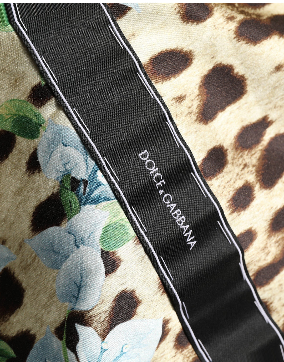 Dolce &amp; Gabbana Multicolor Floral Leopard Silk Lace Trim Mini Dress