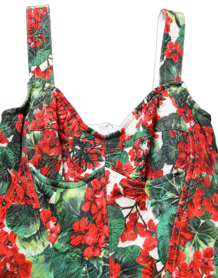 Dolce &amp; Gabbana Multicolor Geranium Print A-line Mini Dress