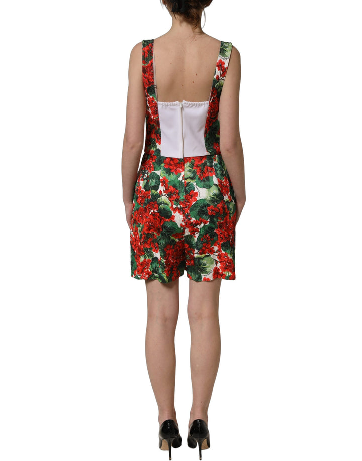 Dolce &amp; Gabbana Multicolor Geranium Print A-line Mini Dress