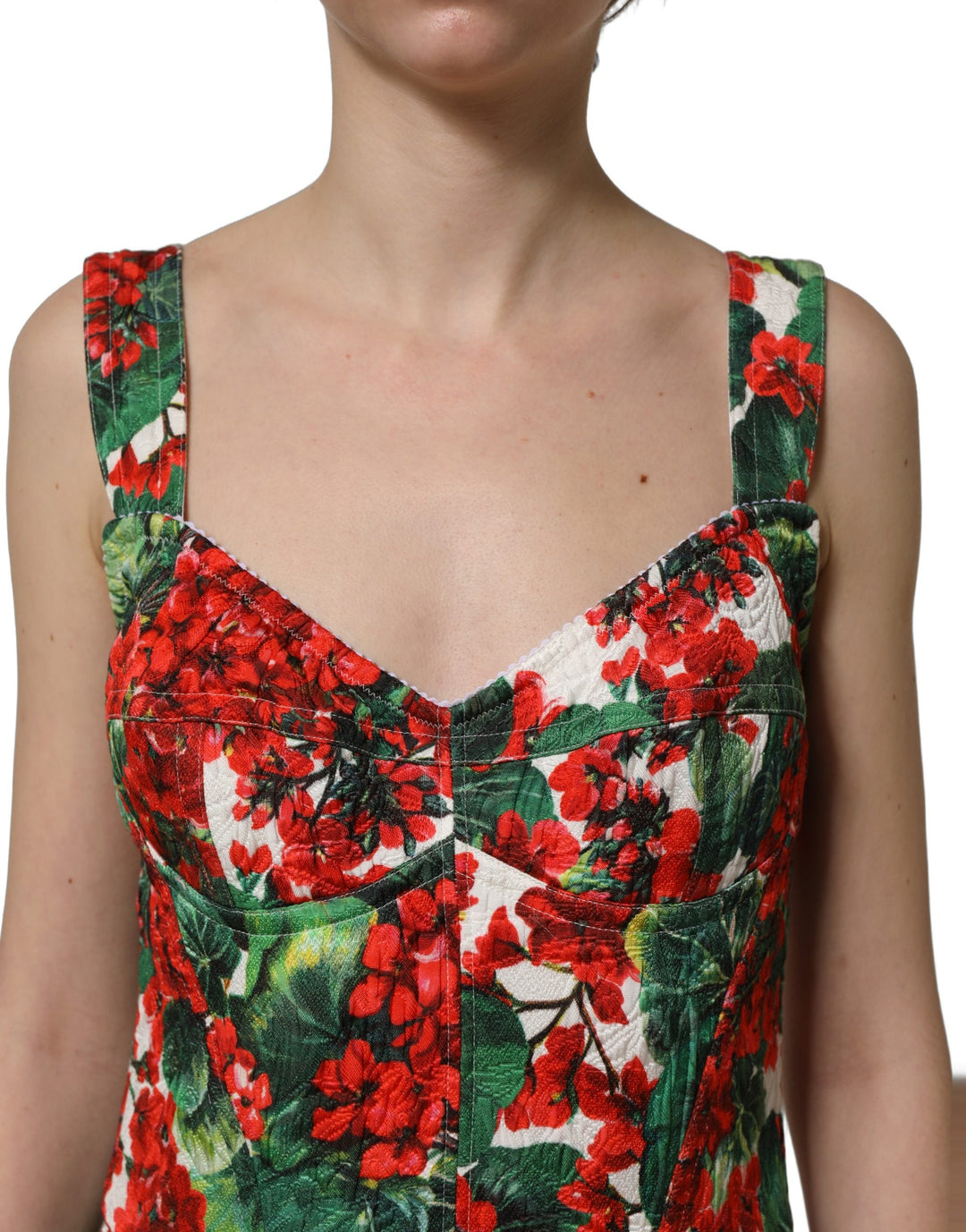 Dolce &amp; Gabbana Multicolor Geranium Print A-line Mini Dress