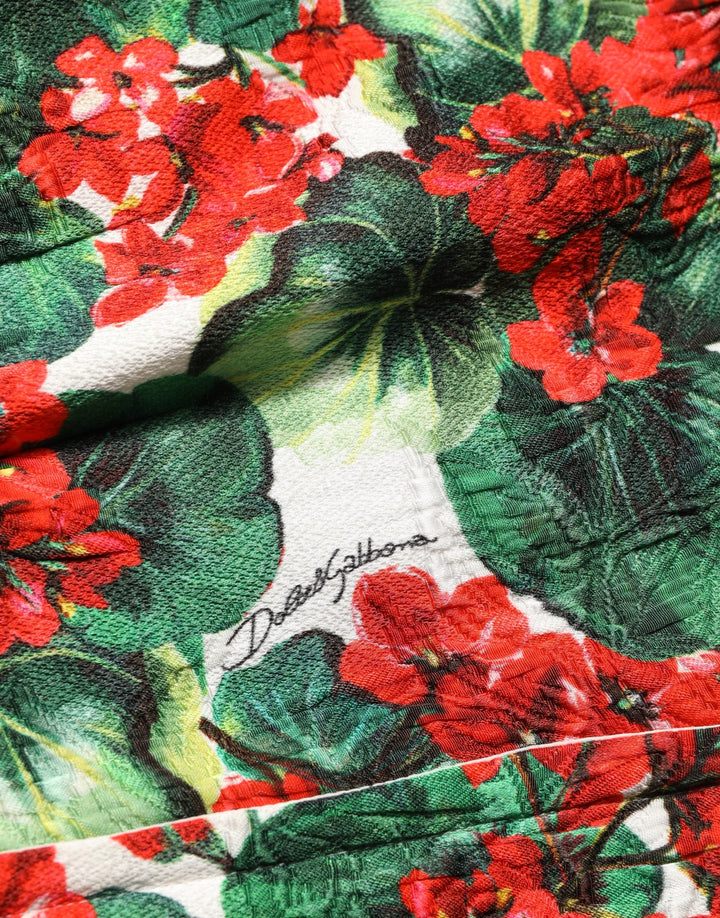 Dolce &amp; Gabbana Multicolor Geranium Print A-line Mini Dress