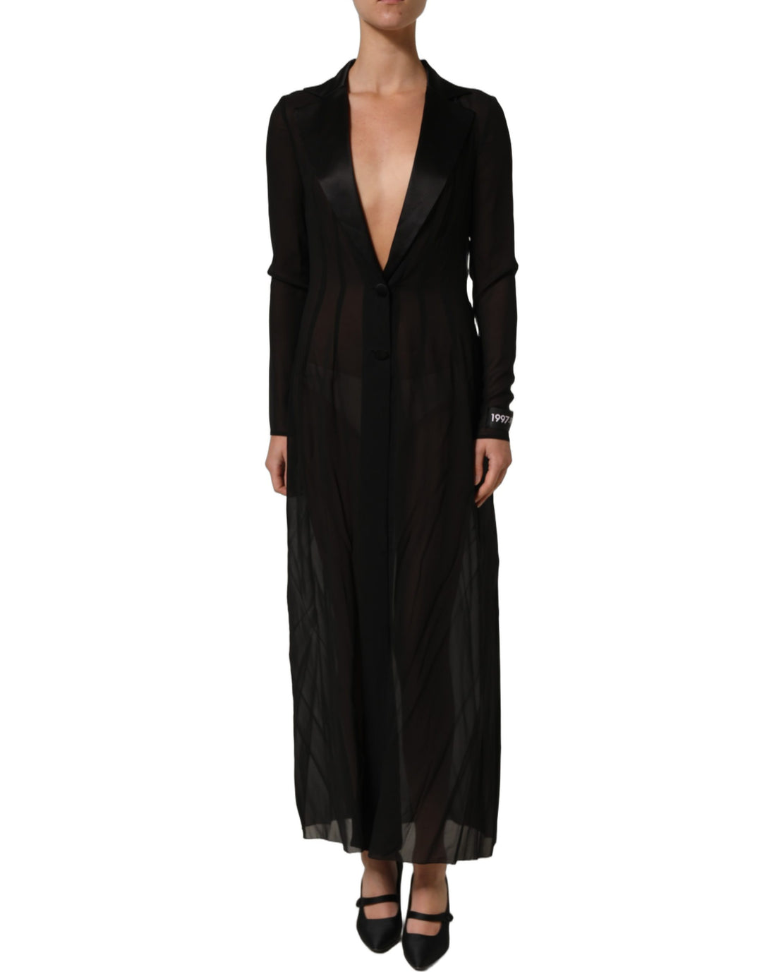 Dolce &amp; Gabbana Black Silk Sheer Chiffon Long Maxi Dress