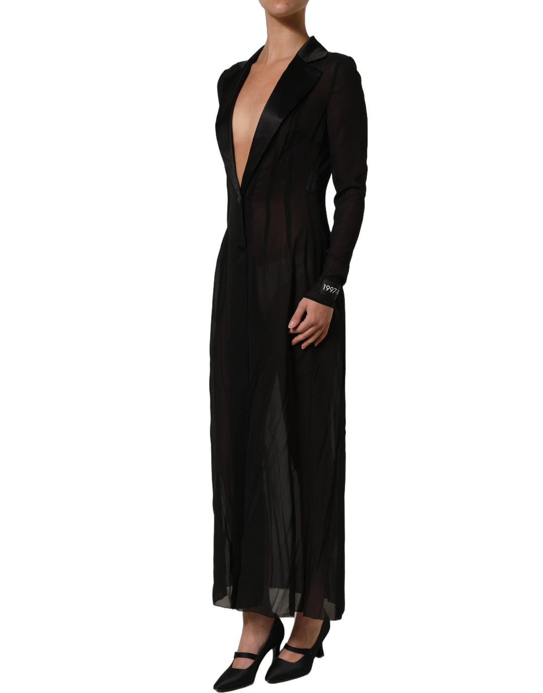 Dolce &amp; Gabbana Black Silk Sheer Chiffon Long Maxi Dress