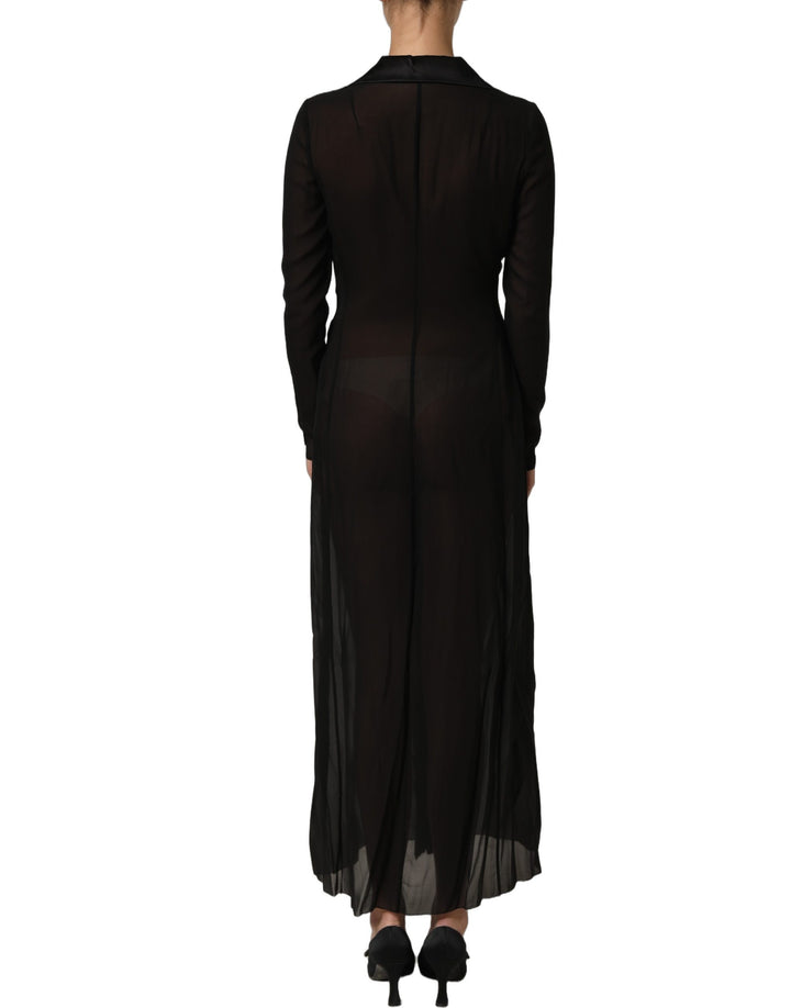 Dolce &amp; Gabbana Black Silk Sheer Chiffon Long Maxi Dress