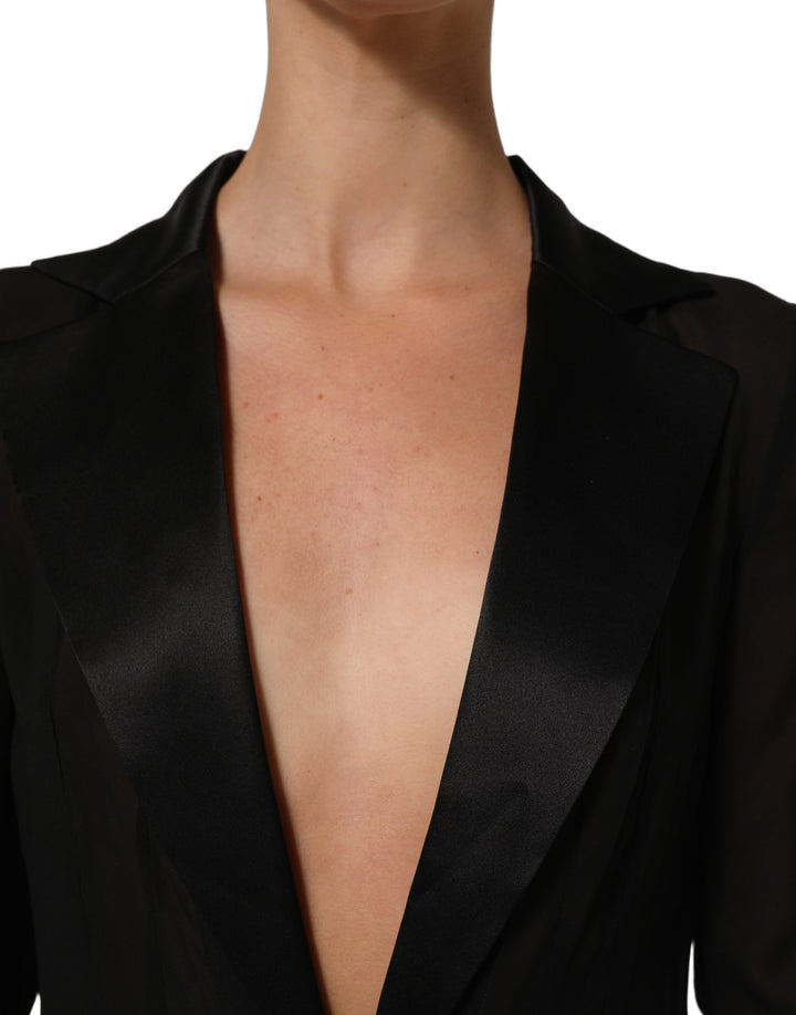 Dolce &amp; Gabbana Black Silk Sheer Chiffon Long Maxi Dress