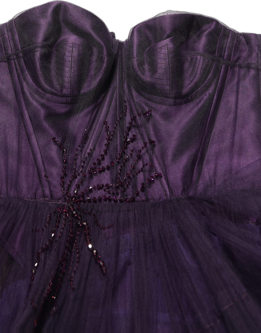 Dolce &amp; Gabbana Purple Tiered Tulle Silk Long Gown Dress