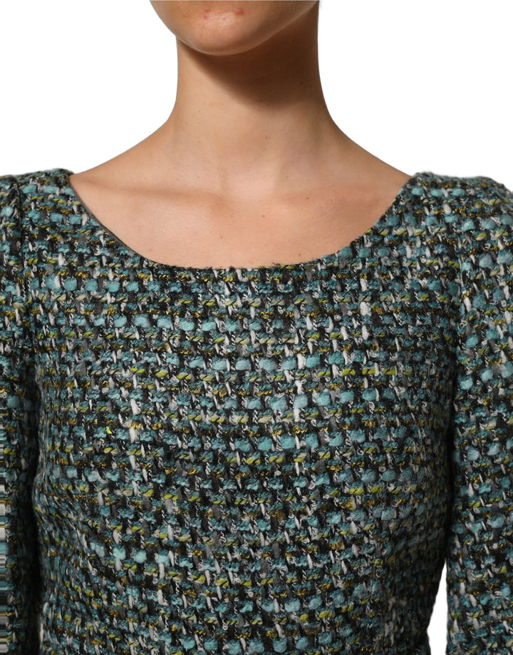 Dolce &amp; Gabbana Multicolor Tweed Belted Babydoll Mini Dress