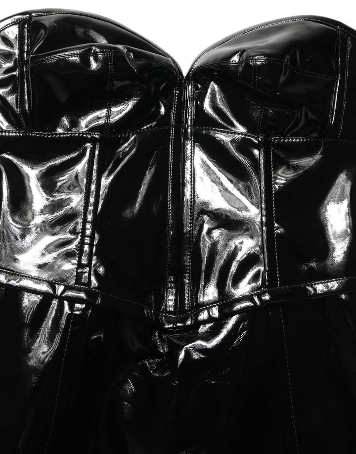Dolce &amp; Gabbana Black Patent Leather Corset Style Mini Dress