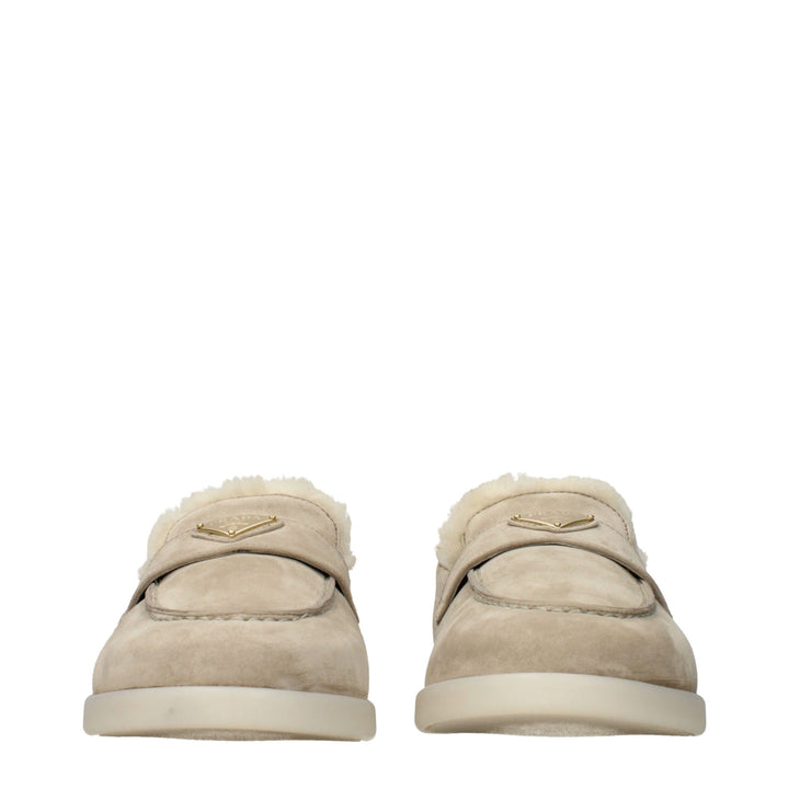 Prada Beige Leather Slip-On Loafers