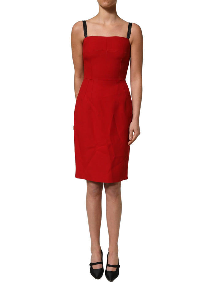 Dolce &amp; Gabbana Red Stretch Bodycon Sheath Knee Length Dress
