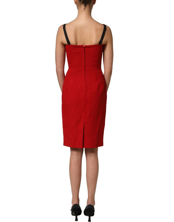 Dolce &amp; Gabbana Red Stretch Bodycon Sheath Knee Length Dress