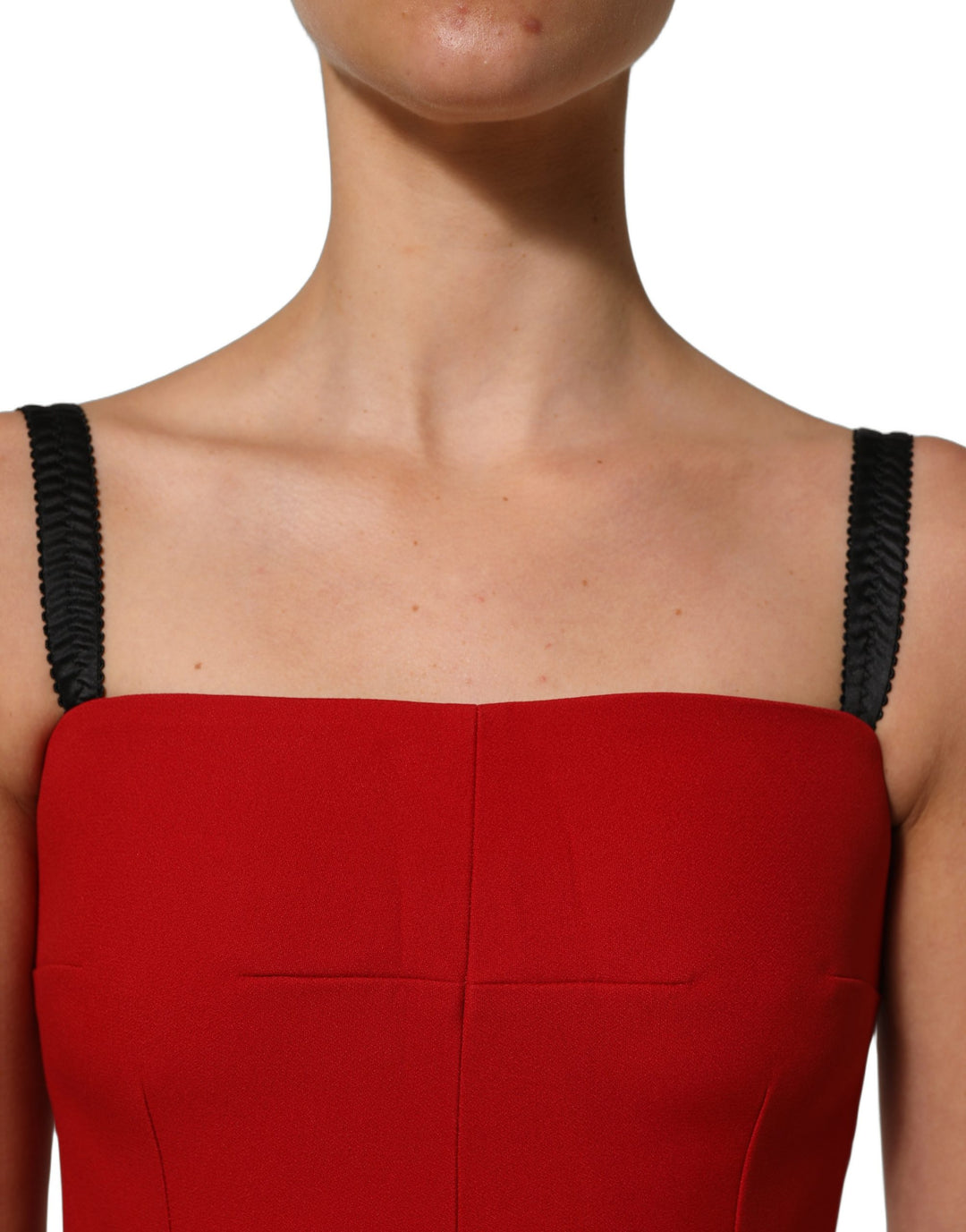 Dolce &amp; Gabbana Red Stretch Bodycon Sheath Knee Length Dress