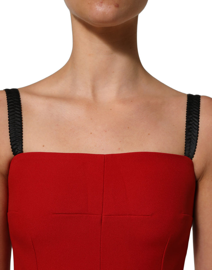 Dolce &amp; Gabbana Red Stretch Bodycon Sheath Knee Length Dress