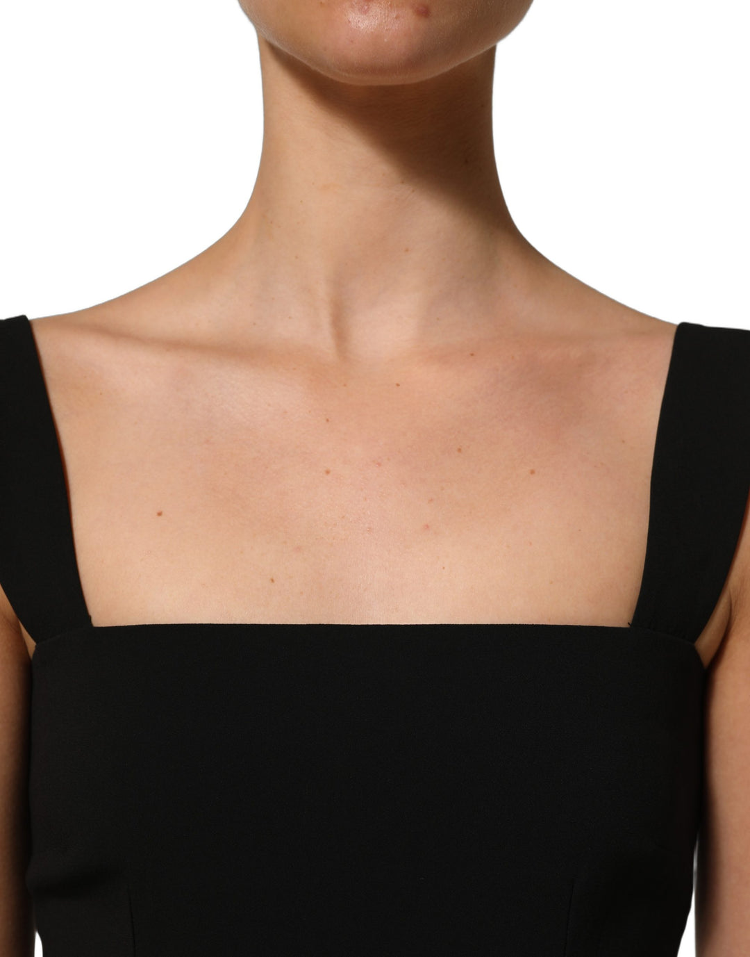 Dolce &amp; Gabbana Black Viscose Stretch Sheath Midi Dress