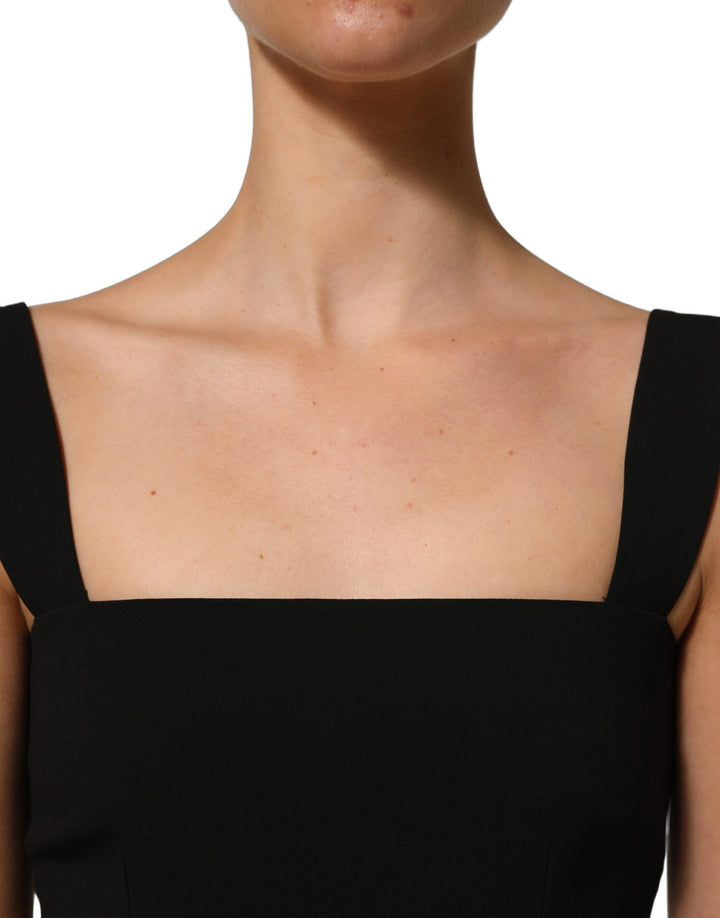 Dolce &amp; Gabbana Black Viscose Stretch Sheath Midi Dress