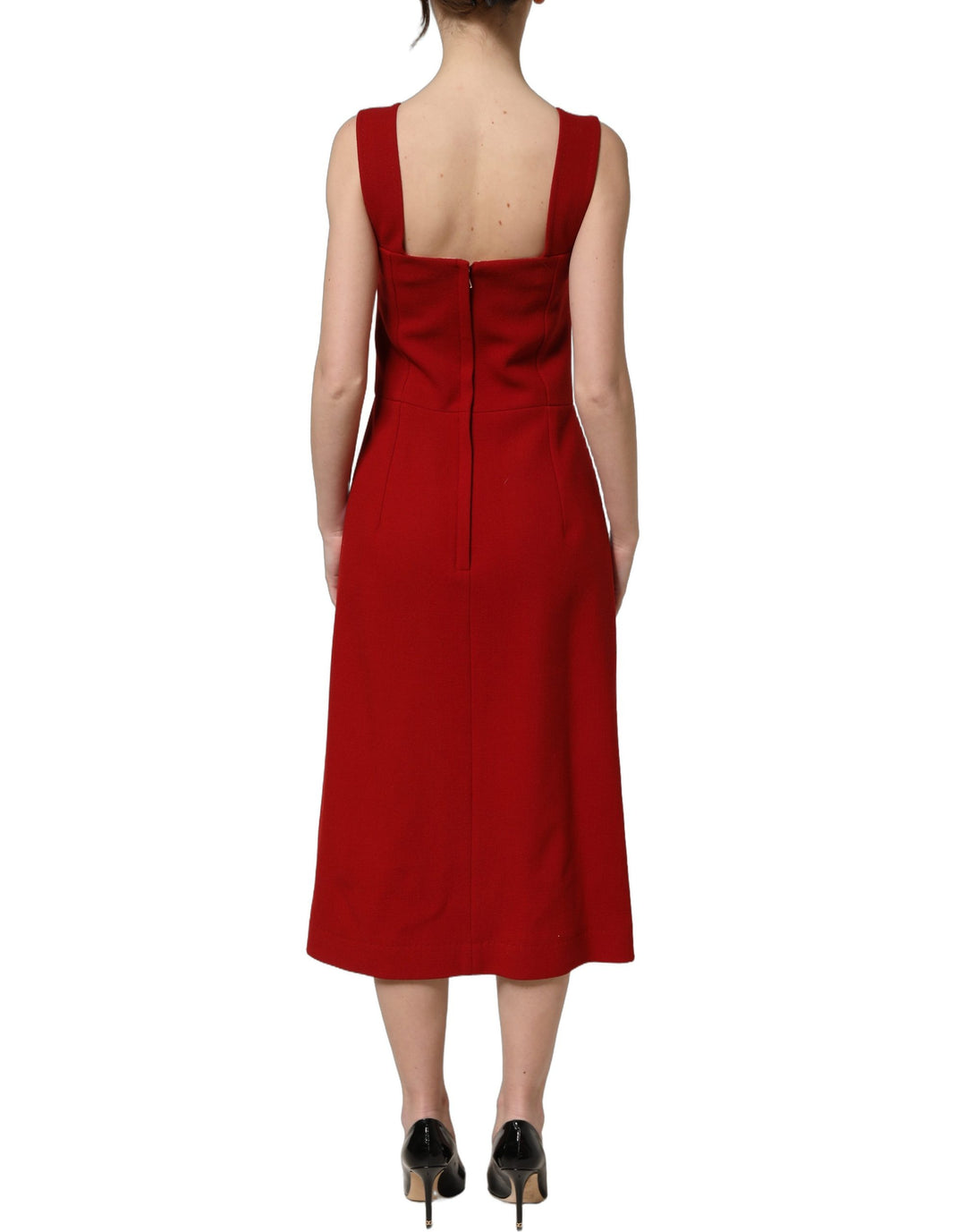 Dolce &amp; Gabbana Two Tone Pink Wool Sleeveless Midi Dress