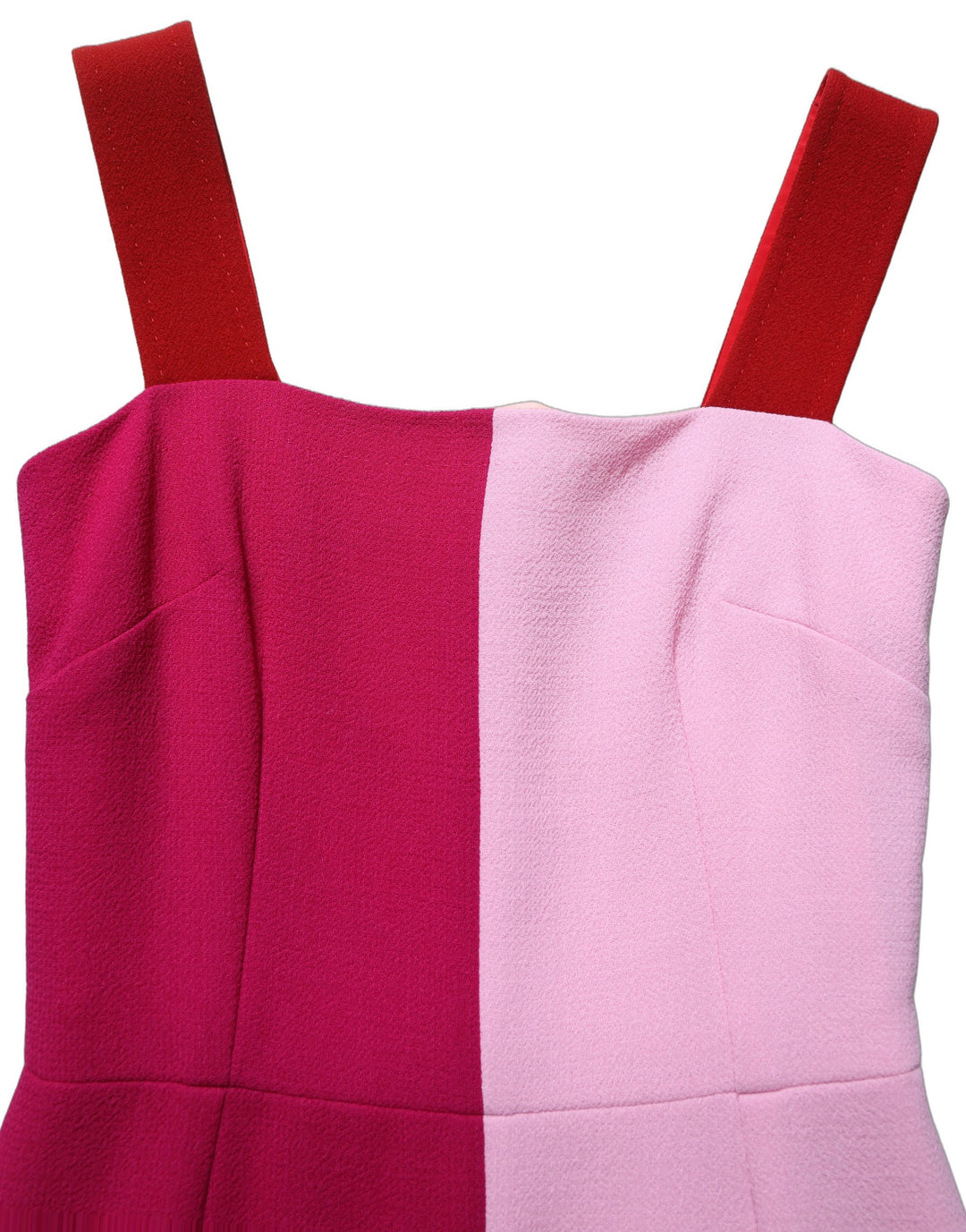 Dolce &amp; Gabbana Two Tone Pink Wool Sleeveless Midi Dress