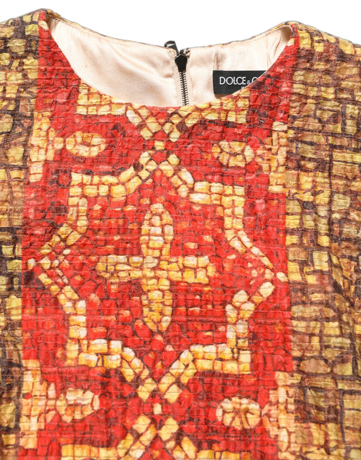Dolce &amp; Gabbana Multicolor Mosaic Long Sleeves Mini Dress