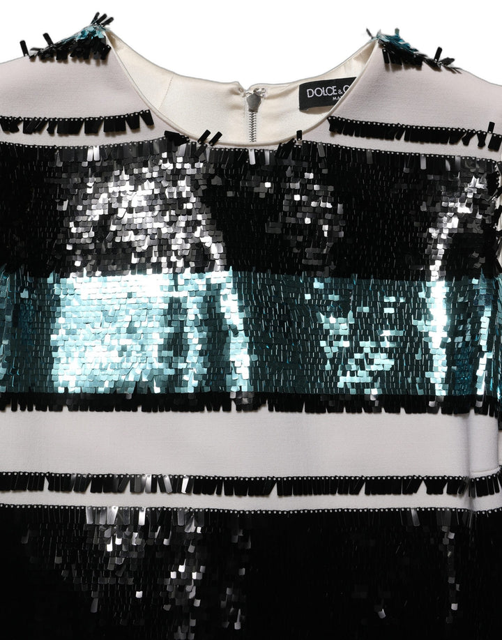 Dolce &amp; Gabbana Multicolor Sequined Sleeveless Shift Dress